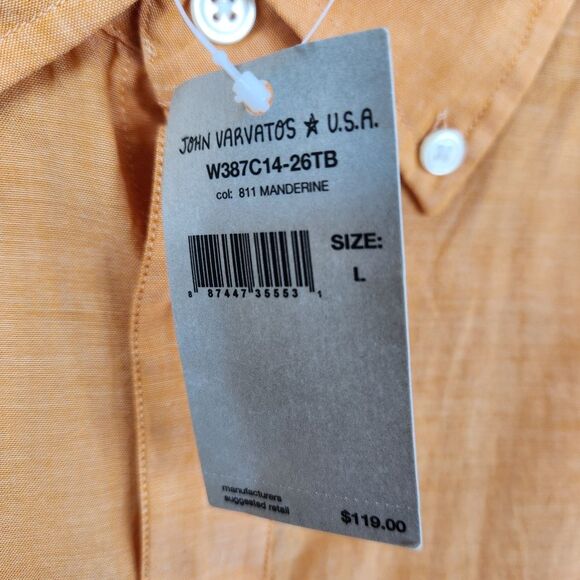 NEW John Varvatos Mandarin Orange Long Sleeve Button Down Shirt Large - Picture 4 of 7